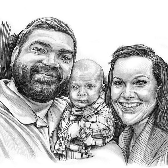 Family Portraits from a Photo  sketches of portraits and photos   Charlies Drawings